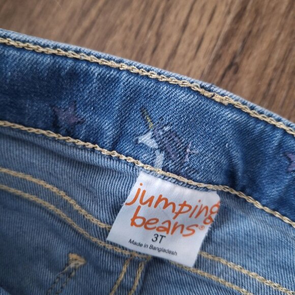💙 Jumping Beans Girls Unicorn Print Stretch Denim Jeans Size 3T Distressed Hem - Picture 4 of 7